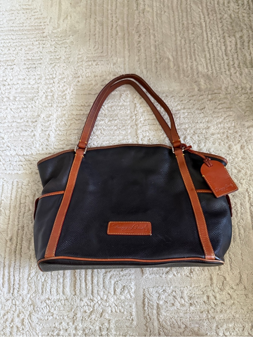 Dooney & Bourke Black Tote with Brown Leather Trim